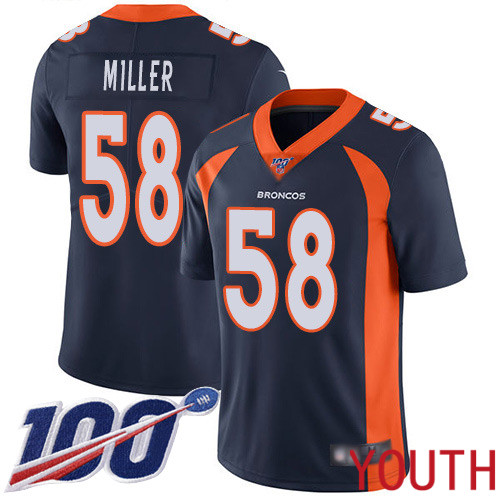 Youth Denver Broncos #58 Von Miller Navy Blue Alternate Vapor Untouchable Limited Player 100th Season Football NFL Jersey